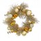 24" Christmas Be Merry Decorated Gold Wreath with Warm White Battery Operated LED Lights & Remote Control